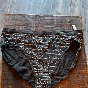 Victoria's Secret Black Bikini Briefs with White Script